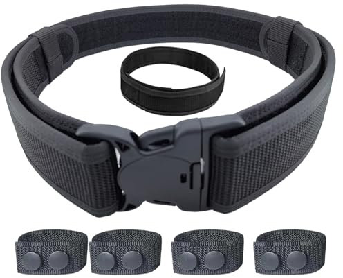 robytist Einsatzgürtel, taktischer Allzweckgürtel, schwarzer Polizeigürtel, Schwarz, L 38-42