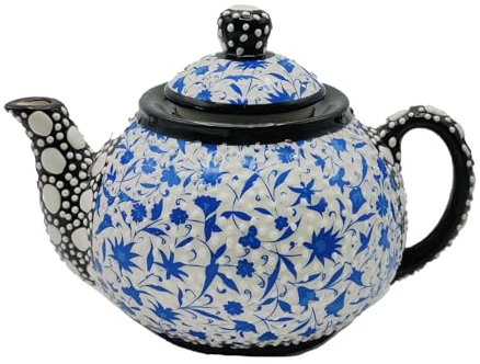 Tetera turca étnica artesanal de cerámica con decoración en relieve - Un tesoro para tu mesa Túnez Marruecos étnico del mundo 0907241614