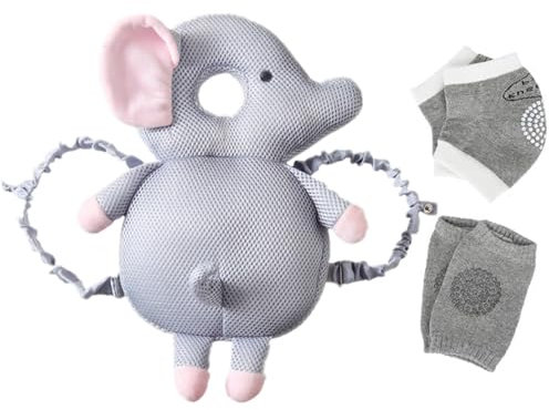 Baby Kopfschutzkissen Baby Kniepolster Kleinkind Kopfschutz Kissen Verstellbarer Babykissen Rucksack Baby Rückenschutz Kissen Infant Anti-fall Safety Pad für Gehen Krabbeln Kopfschutz Rucksack (Grau)