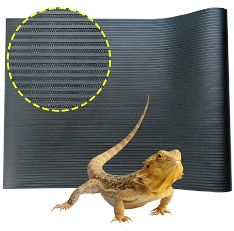 LUCKITTY Arbitrary Cutting Terrarium Reptile Carpet, Reptile Mat, Bearded Dragon Tank Accessories Flooring, Bearded Dragon, Leopard Gecko Substrate, Snake,Tortoise Bedding Black 17.5“× 79”