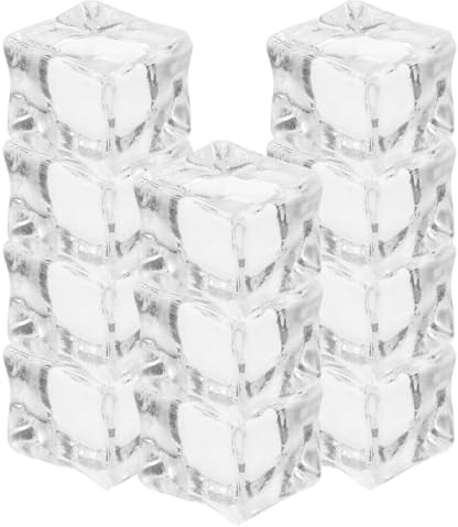 BESTOYARD 20 Pcs Fake Ice Cubes Clear Acrylic Decorative Ice Cubes for Cocktails Wine Vase Fillers Wedding Centrepiece Kitchen Display Photo Props