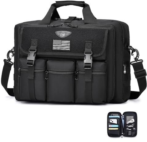 Large Tactical Laptop Bag for Men, Military 17.3 Inch Computer Bag Briefcase with Passport Wallet, Carry on Messenger Bag