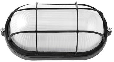 VoltShine Applique esterno ovale in alluminio, 1xE27, colore nero, dimensioni 9x21x10,5 cm, IP44; ideale per illuminazione esterna e ambienti umidi.