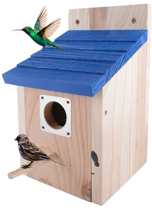Bird Aviary Outdoor,Birds Houses for Garden,Bird Nesting Box,Wooden Birds House,Budgie Nesting Box Robin Nesting Box Sparrow Nesting Boxes （blue）