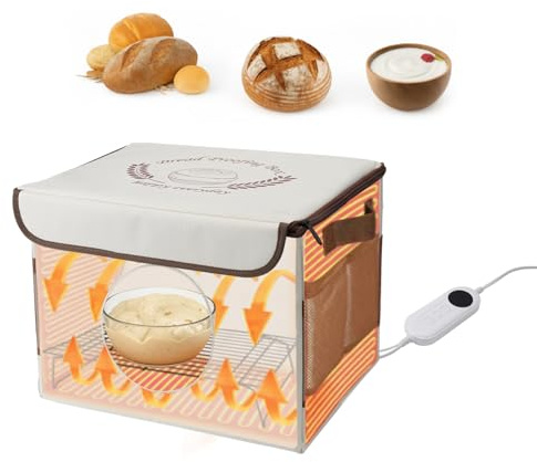 Ambesty Bröd trädgårdslåda med uppvärmning, hopfällbart bröd, jässkåp, justerbar temperatur och timer, degmatarlåda för brödbakning yoghurt, natto och handgjord tvål