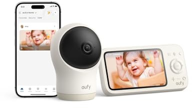 eufy Baby Monitor C10 with 2K HD Camera, 4.5 480p Display, 4× Zoom, Pan-Tilt, Night Vision, Hybrid Wi-Fi & No Wi-Fi Connection, 12 H Battery, Motion, Cry, Noises, Temperature Alters