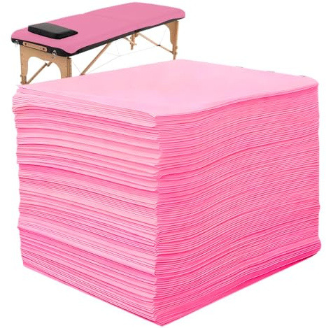 LEKEFETO 100 st engångslakan, skydd för massagesängar, massagebord lakan av fleece, för massagesängar spa tatueringssalong – 80 x 180 cm, rosa
