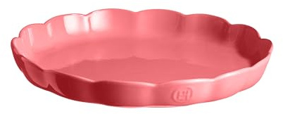 Emile Henry Made in France Ceramic Round Tart Dish, Madeleine Collection. 12.2x 1.6, Rose Candy