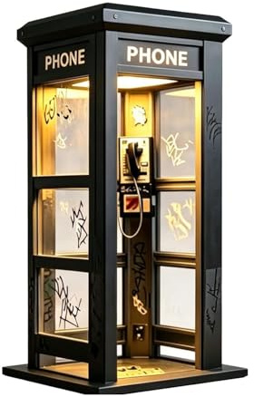 Lampada d'atmosfera per cabina telefonica vintage, lampada da tavolo alta retrò per cabina telefonica con illuminazione a LED calda, mini luce d'accento classica per cabina telefonica, decorazione
