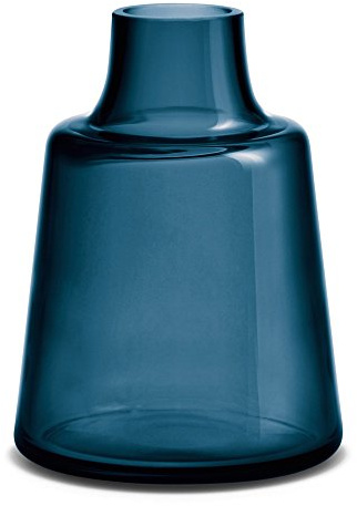 Holmegaard Vase kurzer Hals H24 cm Flora aus mundgeblasenem Glas, blau