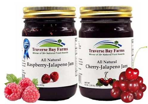 Traverse Bay Farms Award Winning Pepper Jam Kit - Red Raspberry and Cherry Jalapeno Jam Combo