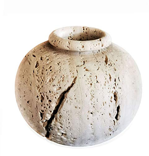 CBAM Vaso Travertino Sfera Made in Italy Sphere Travertine Vase Home Design 23x20 cm