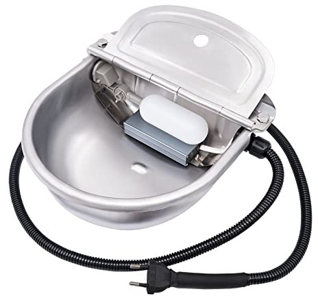 Automatisch beheizter Wassernapf aus Edelstahl mit Schwimmerventil Wassertrog Haustier-Thermonapf für Vieh, Rinder, Hunde, Ziegen, Schweine, Pferde(220V, 80W)