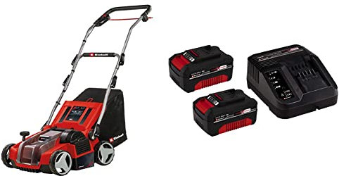 Einhell Scarificateur-aérateur sans fil GE-SA 36/35 Li-Solo Power X-Change (Li-Ion, 36 V, moteur sans charbon, rouleau de scarification 35 cm, profondeur réglable) avec Chargeur et 2 Batteries 3,0Ah