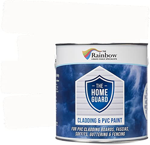 Rainbow Chalk Markers UPVC Plastic Paint - 2.5L Brilliant White | Non-Toxic & Water-Based Exterior uPVC Paint for Plastic Cladding, Facia Boards, Window Frames & Doors | Quick Drying & Satin Finish