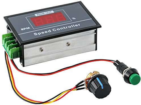 Greluma 1 Stück DC 6-60 V 12 V 24 V 36 V 48 V 30 A Einstellbarer PWM-Motor-Drehzahlregler, Digitalanzeige DC-Motorsteuerung-Regler mit Start-Stopp-Schalter