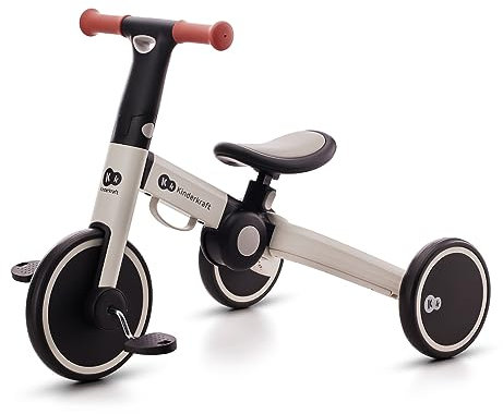 ‎Kk Kinderkraft 4TRIKE Dreirad 3 in 1, Leicht Rutscher, Laufrad, Zusammenklappbar, ergonomische Sattel, ab 12 Monat bis 5 Jahre, Grau, 69