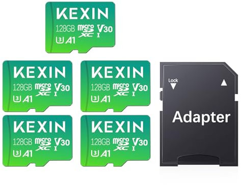KEXIN Micro SD 128GB Scheda SD 128 GB Scheda Micro Sd Card 5 Pezzi Schede di Memoria A1, U3, C10 per Telefono,Videocamera,Gopro