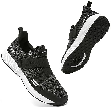 Kyedoo Men‘s Indoor Cycling Shoes Compatible with SPD Cleats, Comfortable Walkable Bike Shoes, Cleats Included M10 Black