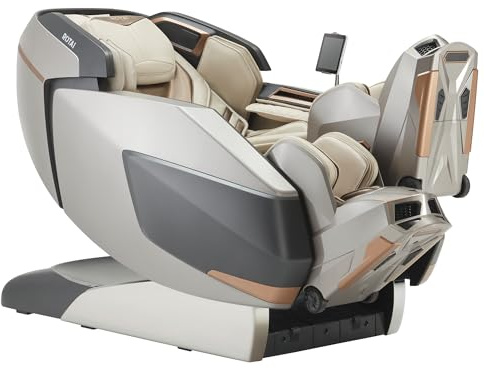 ROTAI Luxury 4D Fullbody Massage Chair with Heat Large Sport Massage Reliner Dual-Leg with Independent Movement Programs Massage Chair for Home (Sliver)