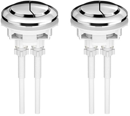 48mm Dual Flush Push Button, Replaceable Toilet Flush Button, Chrome Flush Water Tank Push Buttons Accessories for Closestool 2PCS