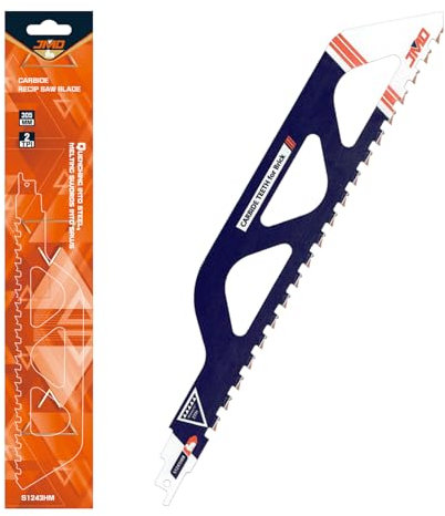 JMD S1243HM 305 mm 2TPI Hoja de sierra de sable para cortar ladrillos huecos, cemento y hormigón, hojas de sierra para sierra de sable compatible con Milwaukee Makita Dewalt Ryobi, etc