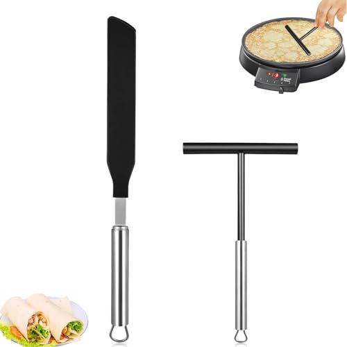 ElevaPulse Spachtel und Crepes Verteiler Set, Edelstahl 304, Crepes Wender, Crepes Zubehör, Crepe Pfanne, Crepe Verteiler, Crepes Maker Zubehör, Crepes Pfanne, Pfannkuchenwender