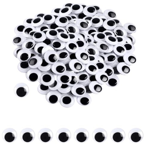100 Stück Selbstklebende Wackelaugen, 20mm Kulleraugen Selbstklebend, Kunststoff Augen zum Basteln,Puppe Augen, Schwarze Wackelaugen, Bastelaugen, Wiggle Googly eyes für DIY Kunsthandwerk Dekoration