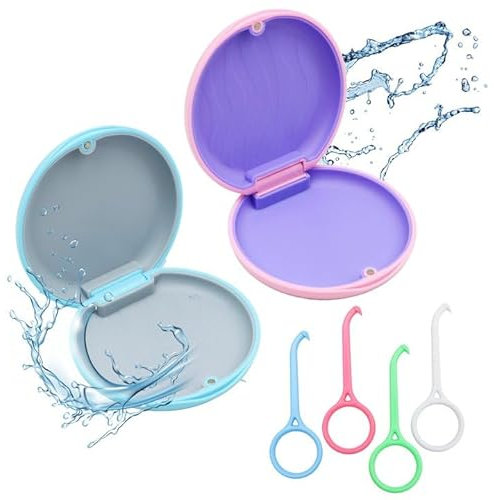 Scettar Caja Férula Dental,2 Piezas caja Dentadura Postiza, C-aja de Retención de Ortodoncia,Puede Guardar los Aparatos Invisibles,Dentadura Postiza,caixa para alinhadores