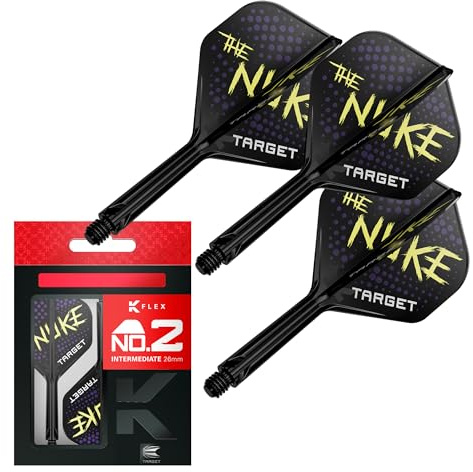 Target Darts Luke Littler K Flex Flights and Shaft System, No.2 (Intermediate, 26mm) | Pack of 3 Kflex All In One Flights, The Nuke Player Edition Darts Accessories | K-Flex Dart Stem
