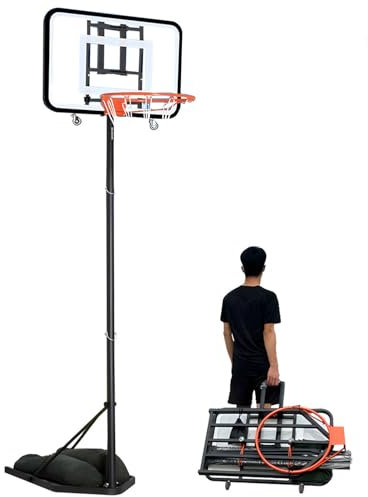 Vikbart/Flyttbart Basketställ, Bärbart Utomhusbasketställ, Professionellt Basketställ Utomhus, Justerbart Högt 2m-2,75m