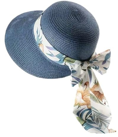 Chapeau de paille pliable à large bord pour femme - Chapeau de plage à large bord pliable et réglable