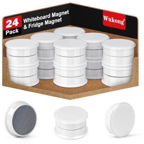 Wukong Lot de 24 aimants pour tableau magnétique puissant, blanc, petits aimants pour tableau blanc, école, aimant de réfrigérateur, casiers et photo