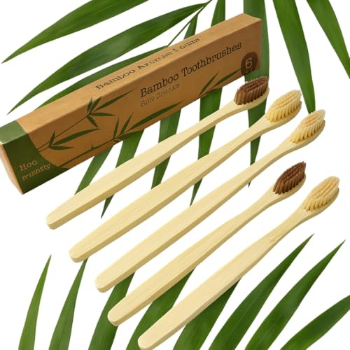 6-Pack Eco-Friendly Bamboo Toothbrushes – Organic, Biodegradable, BPA-Free with Medium Soft Bristles | Sustainable Zero-Waste Family & Travel Gift