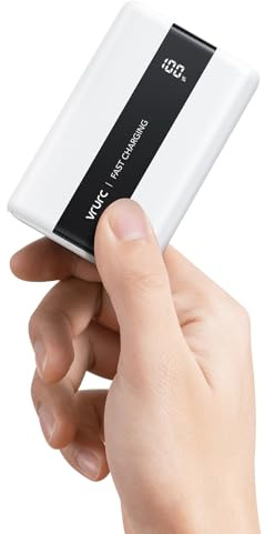 VRURC Power Bank 20000mAh – Kleiner & tragbarer externer Akku mit 22,5W QC & PD 3.0 Schnellladen, USB-C, 6 Ports & LED-Anzeige, CE-zertifizierte Powerbank für iPhone, Samsung, Huawei, iPad & Reisen
