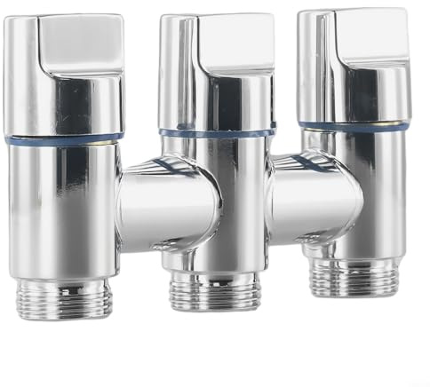 Válvula de ángulo de 3 vías Válvula desviadora multifunción Entrada única Control de flujo de agua de tres salidas para grifo de baño Ducha Lavadora (Plata)