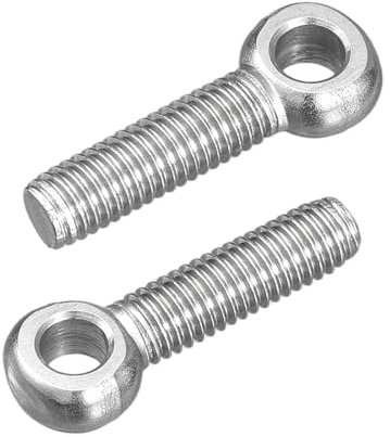 sourcing map 4Pcs M5 x 20mm Lifting Eye Bolts, 304 Stainless Steel Machinery Shoulder Swing Bolt Lifting Ring Eyebolt for Pipeline Gate Valves, Building Steel Pipe Fasteners, Silver