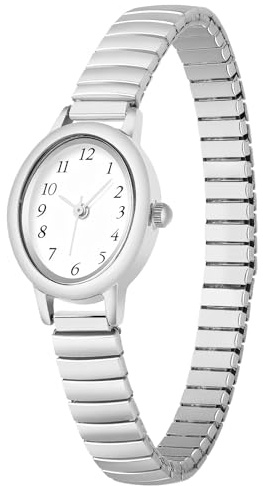 LAIMAI Women's Watch Fashionable Stretch Strap Oval Dial Ladies Wrist Watch Quartz Movement Wrist Watches for Women Easy Reader Daily Waterproof (00-SR)