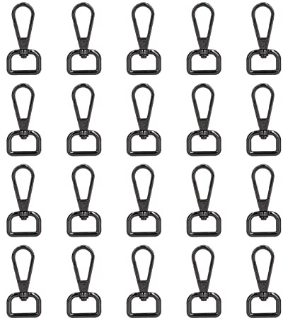 Broche de pinza de langosta 20 piezas Clips giratorios de Metal duraderos de para bolsos DIY llaveros hamacas aleación negra de 5x2,3 cm