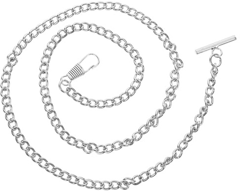JOINPAYA Catena Resistente da in e per Argento Taschino Metallo a T Orologio Lucida Vintage, 65cm Fibbia per Uso Casual e Decorazione Jeans per Uomo e Donna