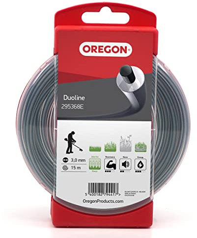 Oregon 295368E Duoline Mähfaden mit rundem Querschnitt, 3,0 mm, 15 Meter-Spule