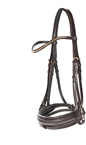 HORZE Pferde Trense Lester, Turnier Trensenzaum, Zaumzeug für Warmblut und Vollblut, Braun, C