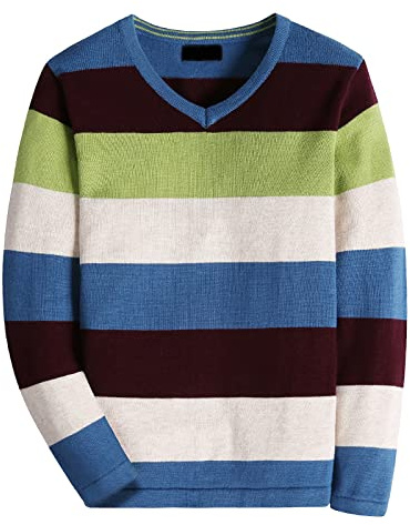 BASADINA Boys Jumpers Kids Knitwear Christmas Sweatshirt Striped Sweater Long Sleeve Pullover Kids Warm Clothes for Autumn and Winter 4-14 Years