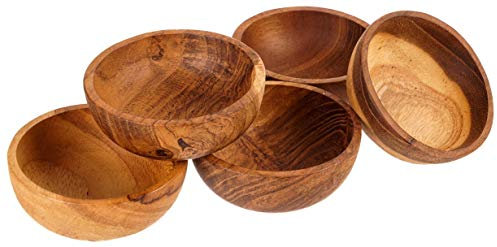 Windalf Kleine Teak-Schale ELENOIRE 3 cm STÜCK Salz & Kräuterschälchen Handarbeit Holz