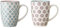 Bloomingville Tassen mit Henkel Patrizia Retro Kaffeetasse Teetasse Vintage Latte Macciato Becher ø 8 x H 10 cm, blau lavendel, Keramik, 2er Set, fasst ca. 300 ml