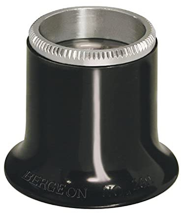 Bergeon 2611-N-4 Uhrmacherlupe 2,5X Bikonvexe Linse, Schwarze Kunststofffassung mit verschraubtem, geriffeltem Ring