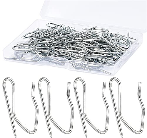1.2 Inches Curtain Hooks, Sopito 58pcs Metal Drapery Pin and Hook for Door Window Shower Curtain, Silver White