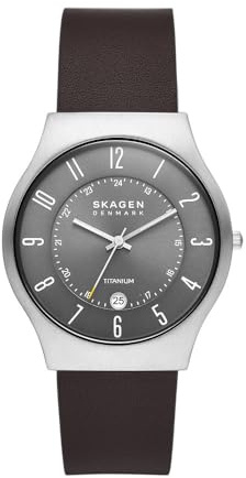 Skagen Herrenuhr Sundby Quarz/3 Zeigerwerk/Datum 40 mm Gehäusegröße mit Lederarmband SKW6909
