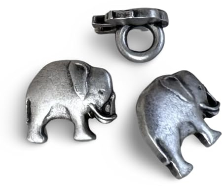 10 stycken mini elefanter söta mycket små silver matt färgade metallknappar 10 mm att sy på