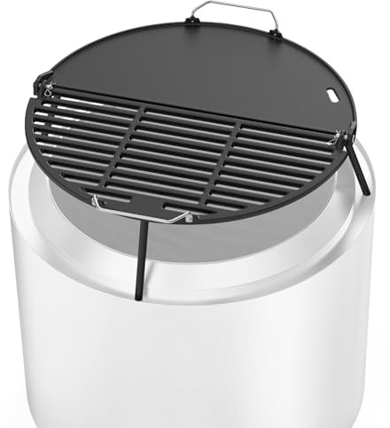 Onlyfire Gjutjärnsgrillplatta för Solo Stove Bonfire 50 cm Eldstad | Hopfällbart grillgaller och grillpanna 2-i-1 för bakgård och utomhus lägereld BBQ